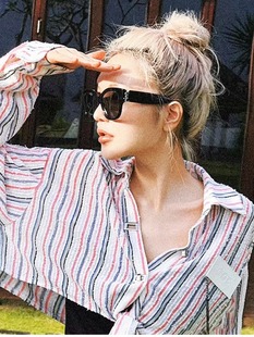 M95 SAINT 圣罗兰YSL方框墨镜黑金字母女士太阳眼镜 LAURENT