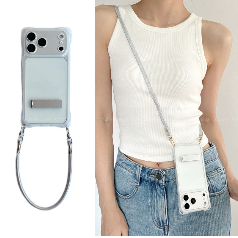 INS风原创四角挂孔支架透明壳适用华为mate80promax手机壳mate80/70斜挎式nova13全包边p80p70硅胶畅享70x套