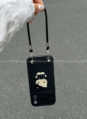 甜酷黑色ins童趣可爱kitty猫适用OPPOReno15/14/13手机壳findx9新款findx8s带挂绳A6手提防摔A5全包k13手机套