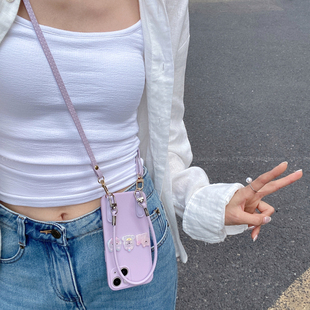 可爱三只小狗~夏日浪漫紫色韩系ins风适用华为mate70/60手机壳pura70少女nova13/12pro斜挎背带手提绳畅享70x