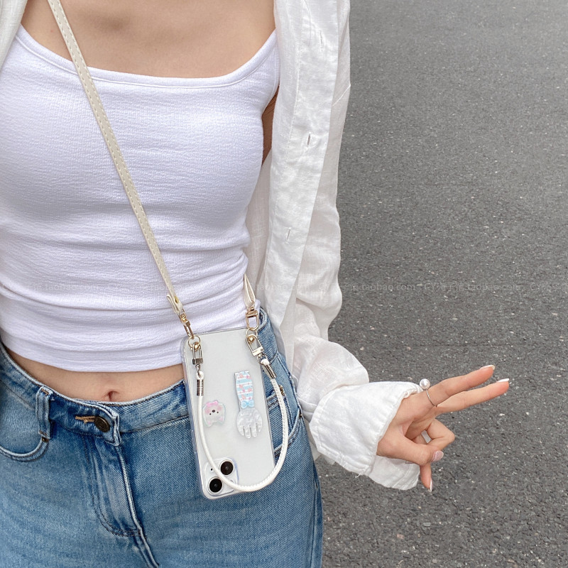 原创适用华为pura70透明手机壳mate70/60可爱小狗带支架壳nova13/12pro斜挎背带手提绳p50韩系ins风畅享70x软