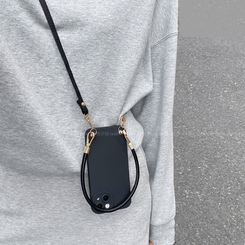 纯黑色磨砂简约氛围感手机壳适用荣耀400/300/200保护套magic7/6斜挎手提绳x50i高级感x60x70i全包防摔畅玩60