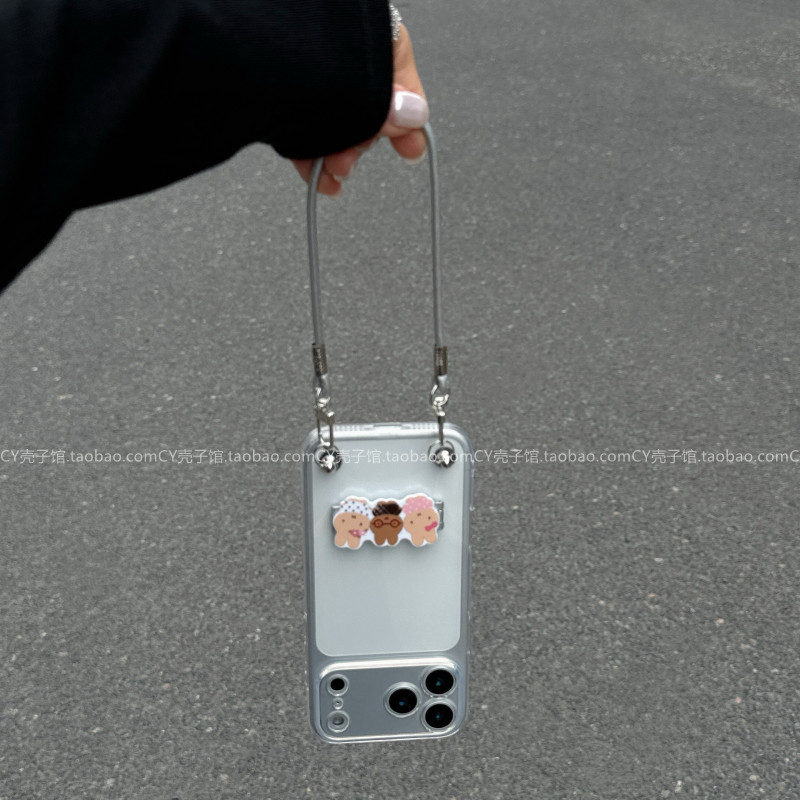 ins可爱三只米菲兔折叠支架适用OPPOReno15/14/13手机壳findx9/x8s/x7全包A6腕带挂绳A5pro透明壳k13手提防摔