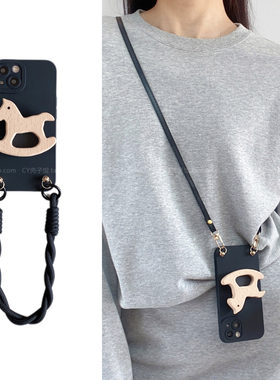 童年的小木马~ins风可爱创意支架手机壳适用vivox200/x100s/x90新款s20小众s19876斜挎背带挂绳iqoo13/z9腕带