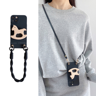 童年的小木马~ins风可爱创意支架手机壳适用荣耀300/200/100新款90小众magic7/6斜挎背带挂绳x50腕带x60i全包