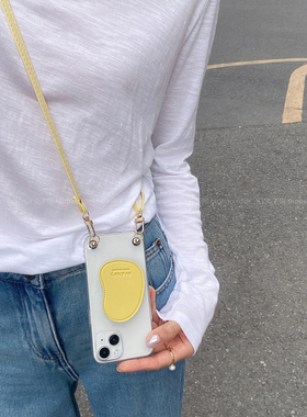 韩ins高级感小众皮纹支架透明壳适用华为mate706050手机壳pura70简约可爱甜美nova1312斜挎背带绳畅享70pro软