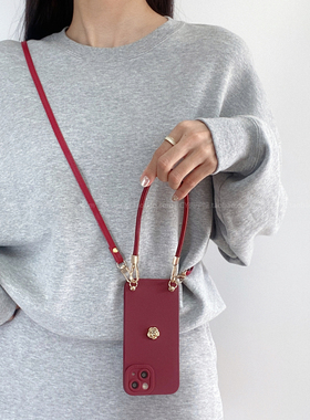 华为Pura80/70小众mate70/60安可拉红手机壳畅享8070x斜挎背带手提挂绳适用nova14/13/12pro全包防摔简约高级