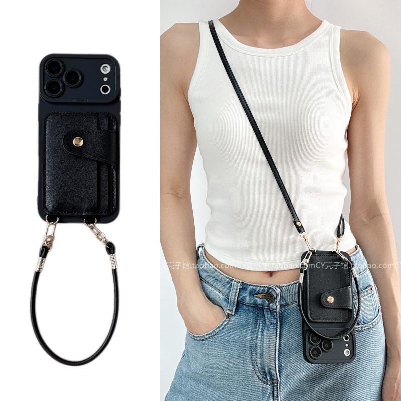 适用华为手机壳高级感斜挎卡包华为mate80/70/60保护壳pura80简约气质p70背带手提挂绳nova15/1413可插卡高档