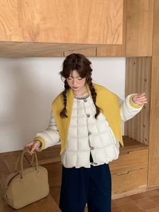 90绒外套时尚 2025冬季 小个子轻薄款 针织围巾羽绒服女短款 洋气 新款