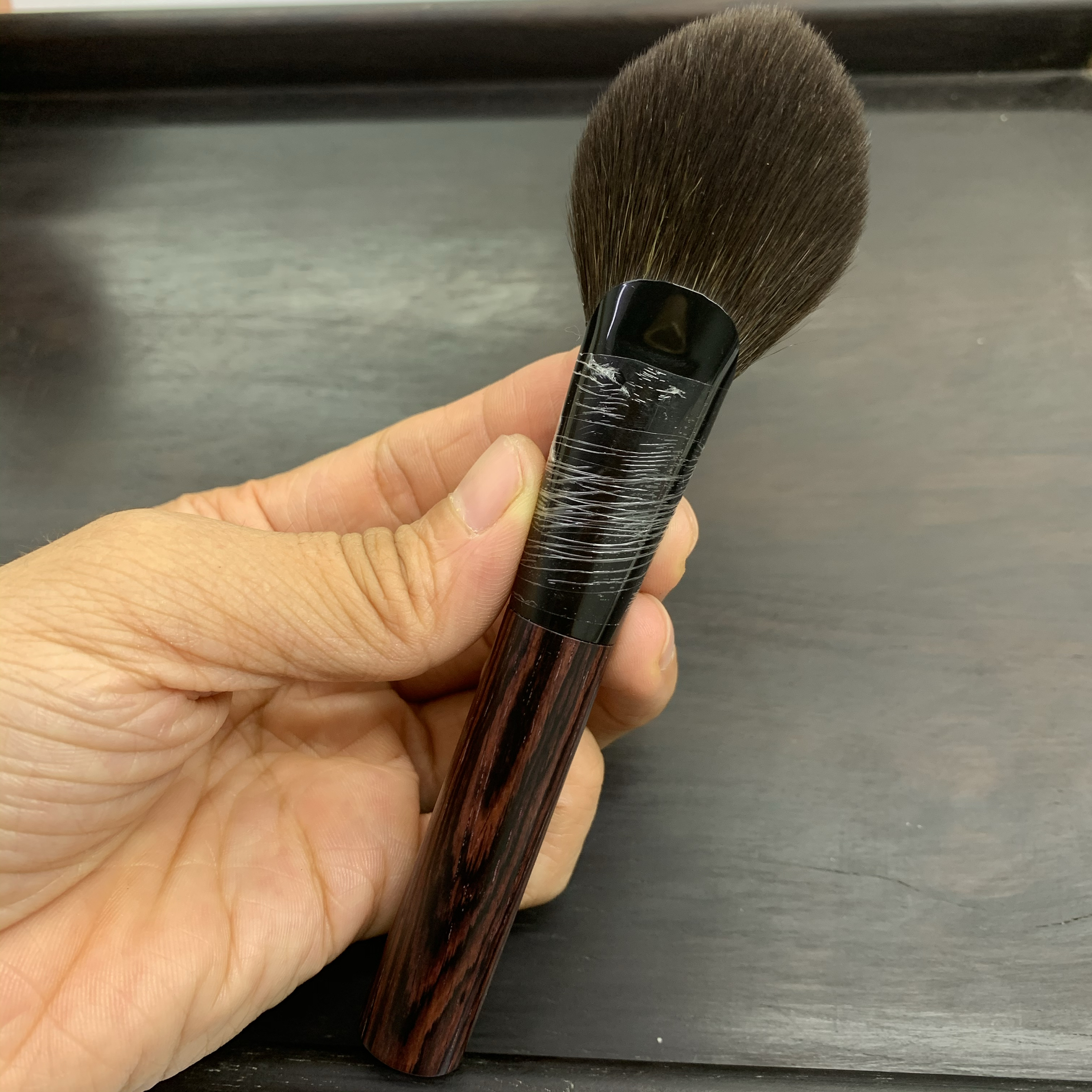 慕姿澜 灰鼠混细嫩羊毛扇形腮红刷高光刷散粉刷定妆化妆刷 定制款