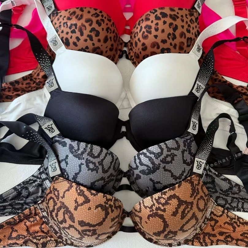 今维密内衣性感水钻光面上薄下厚小胸聚拢上托定型聚拢文胸套装