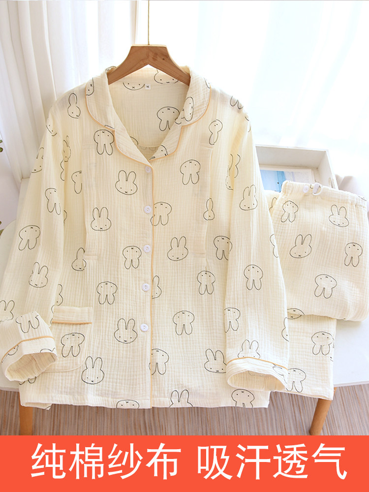 여름감금복 여름산모 잠옷 얇은 봄 가을 순면 산후 거즈 수유 9월 여름 집 10