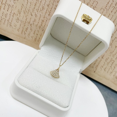 手工K金吊坠扇子项链锁骨链