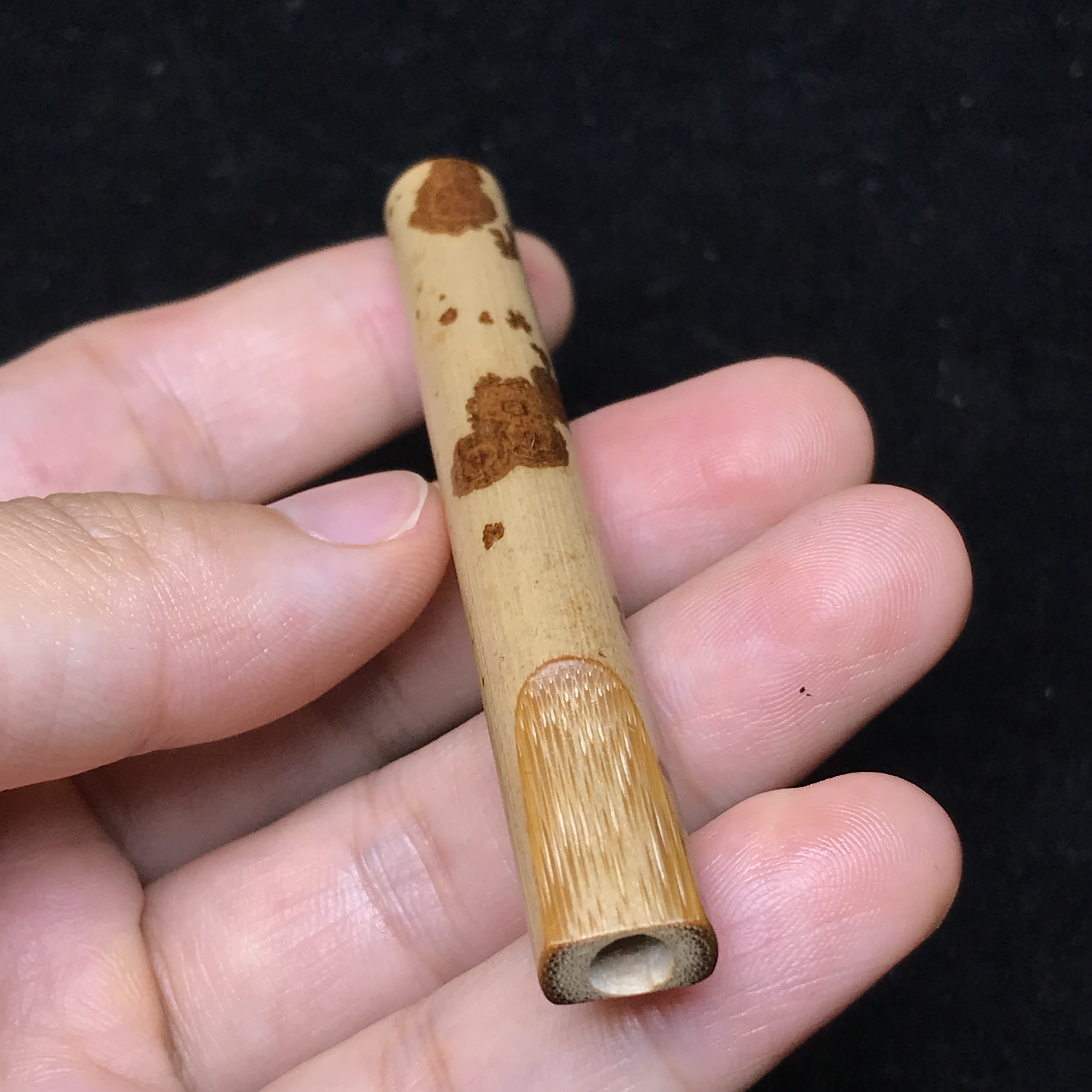 纯手工红湘妃竹烟嘴粗细两用 文玩斑竹竹子烟具 福建红香妃烟嘴