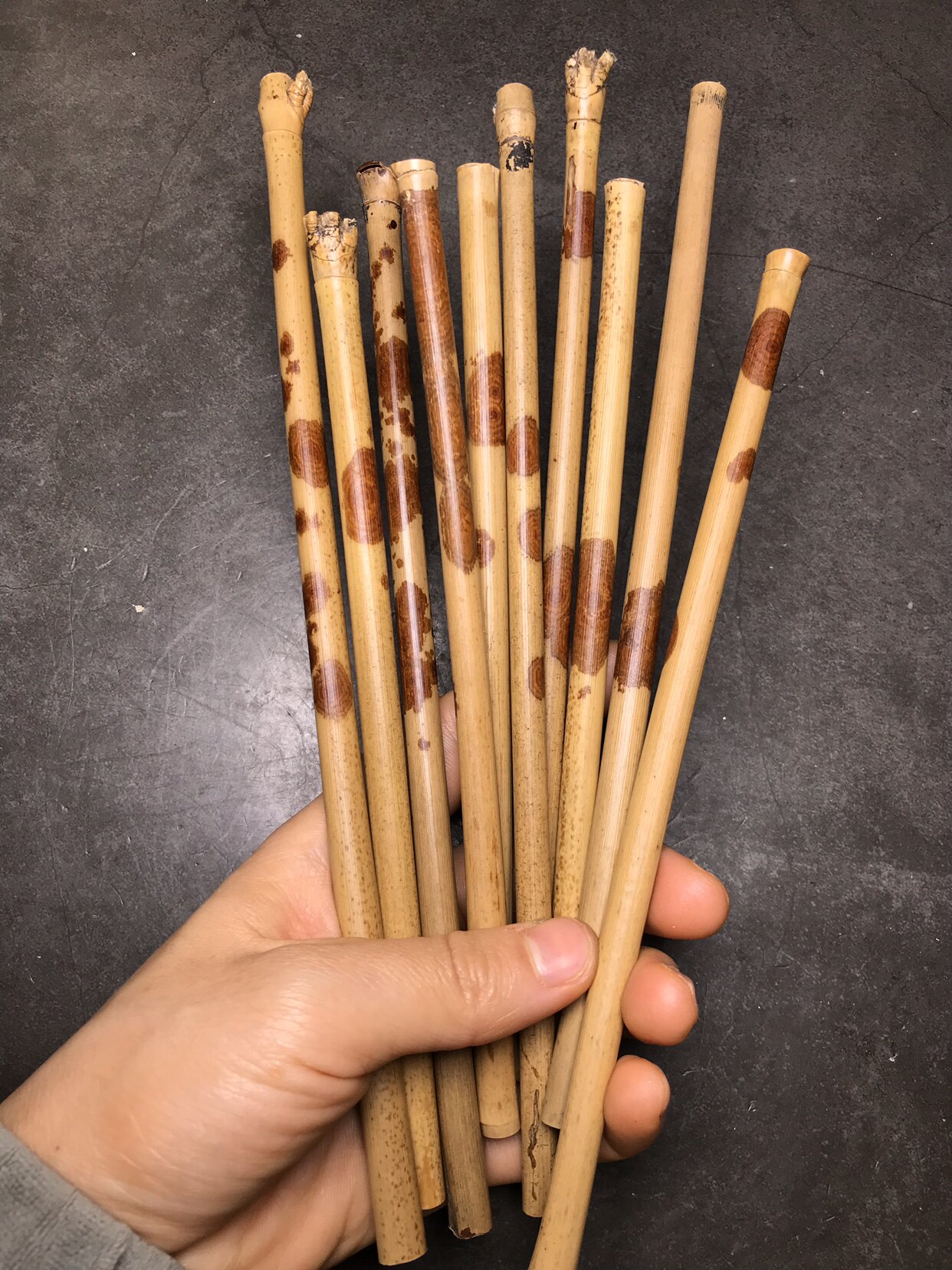 精品枣红螺纹花纹福建红湘妃竹毛笔杆毛料胎毛笔杆香妃竹节烟杆