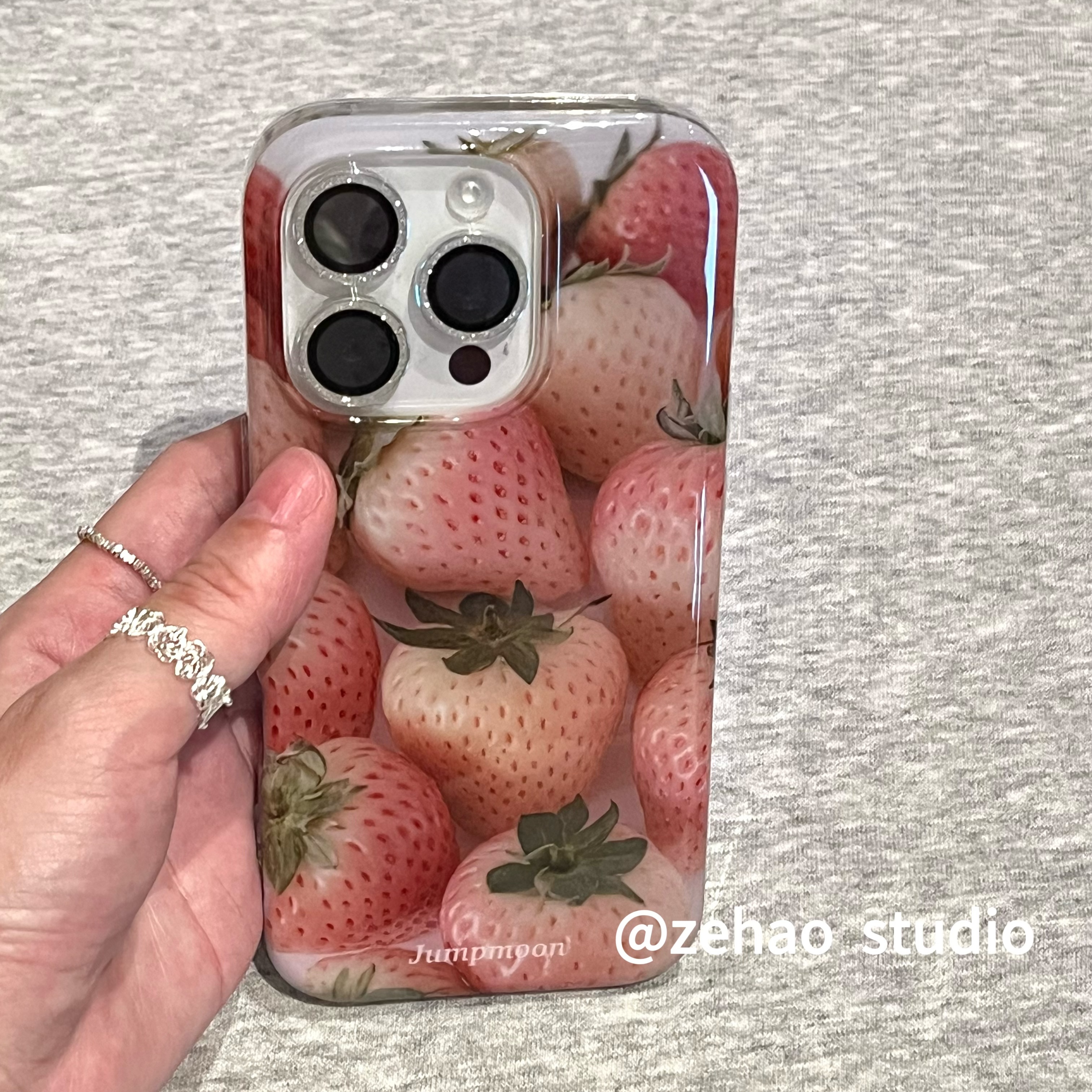ZEHAO*ins清新满屏牛奶草莓双层印花韩系14适用iphone16promax苹果16pro手机壳苹果16/13软15Promax保护套1女