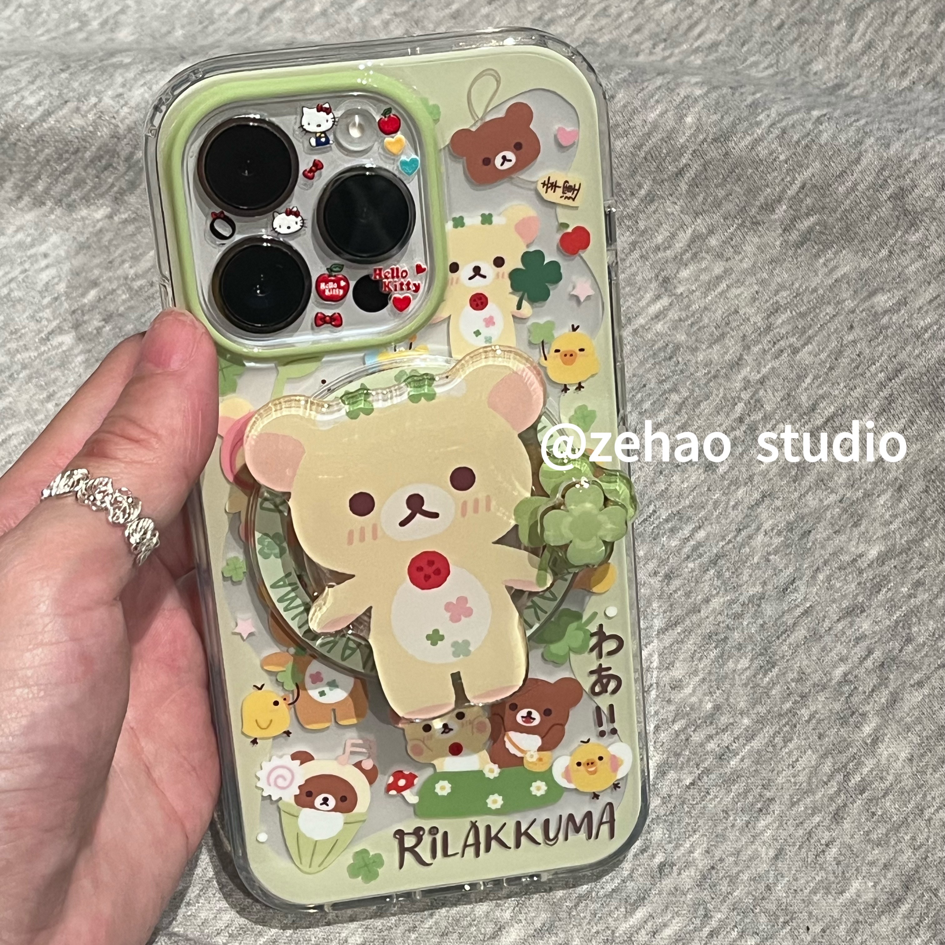 可爱四叶草轻松熊双手机壳