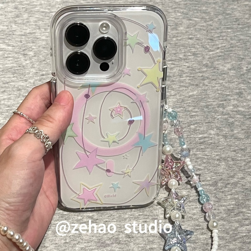 ZEHAO*ins清新磁吸不规则彩星双层印花韩系14适用iphone16promax苹果16pro手机壳苹果16/13软15Promax保护套1