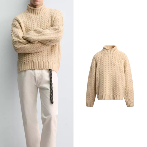 柜859！2025冬季新品 男装 高领长袖罗纹饰针织衫 5536390 712