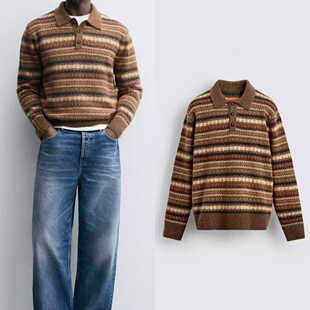 男装 新品 宽松提花针织翻领长袖 POLO衫 700 柜329 5755335 2025冬季