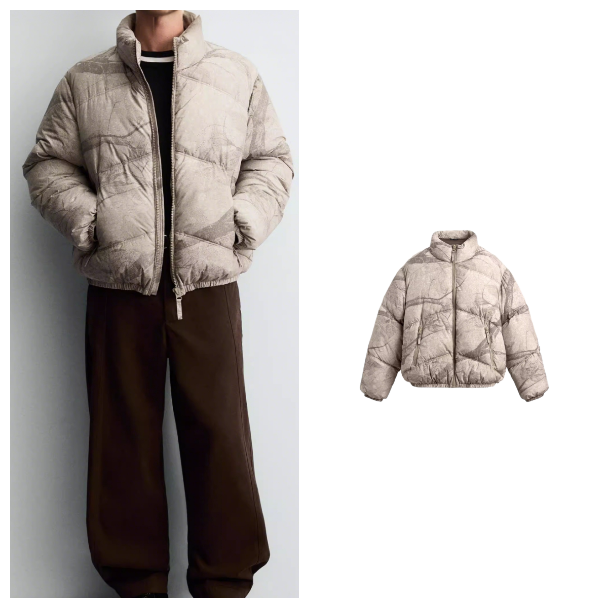 2025秋季新品 男装 抽象印花立领棉服夹克外套 3833450 020