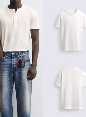 柜259！2026春夏新品 男装 多色选宽松纽扣小开领短袖T恤 3665406