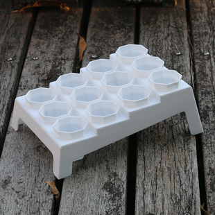 花盆迷你4.8八角盆多肉拇指盆圆形5cm万象盆12孔托架阶梯白色塑料