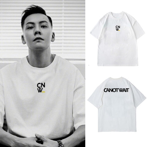 陈伟霆潮牌夏季情侣CANOTWAIT_Classic logotee宽松版型黑白/短袖