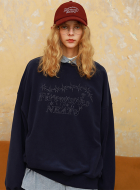 【新品现货包邮】NEATO逆光女装 中性复古宽松印花摇粒绒卫衣情侣