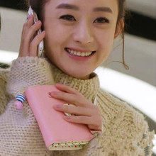 卡包甜美赵丽颖同款粉色女纯色钱包2