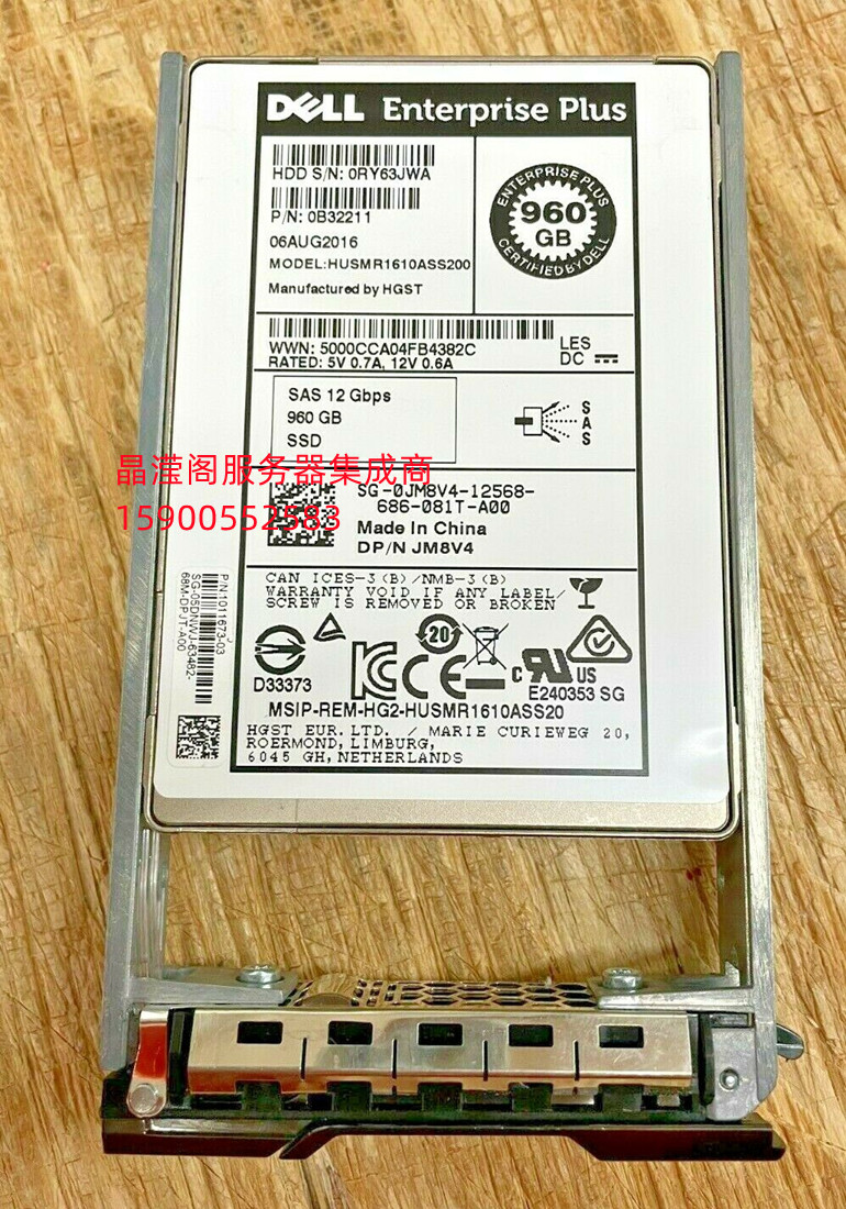 DELL 960G SAS SSD 12Gb JM8V4 0JM8V4 HUSMR1610ASS200 储存硬盘