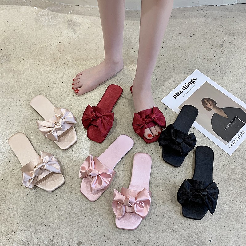 绸缎红拖鞋婚礼新娘晨袍搭配鞋女