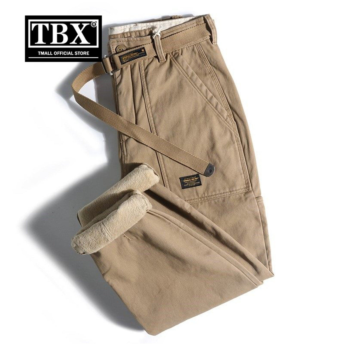 加绒加厚工装裤子男士2026新款冬装男裤拼接宽松直筒休闲长裤男款