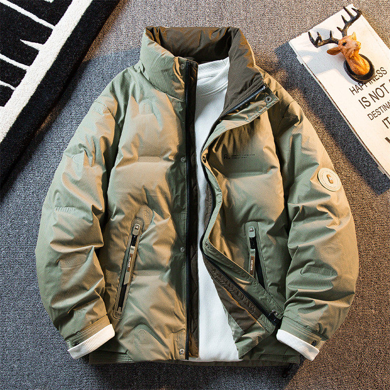 潮牌高级感压印立领羽绒服男士冬季潮流保暖加厚短款羽绒夹克外套,男装,羽绒服,淘宝优惠券,粉丝福利购,淘宝优惠卷