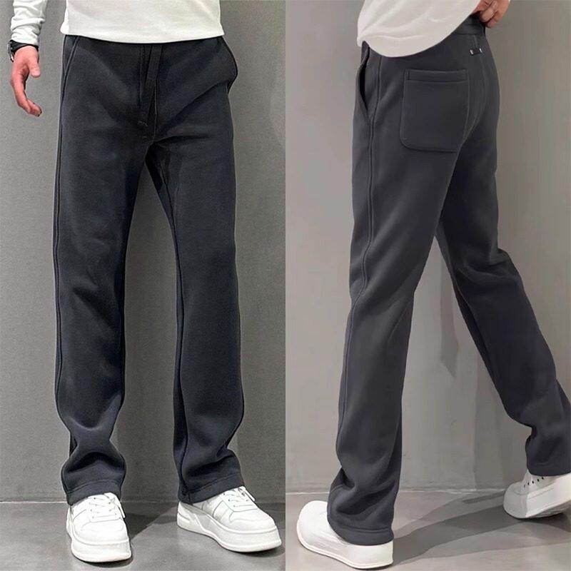 休闲裤男春秋冬季潮牌弹力运动卫裤潮流加厚纯色宽松垂感直筒裤子