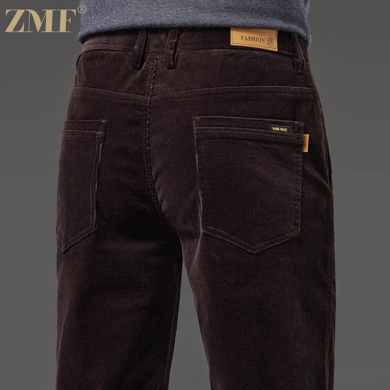 ZMF秋冬款高端灯芯绒裤男士休闲新款爸爸男裤修身直筒弹力长裤子