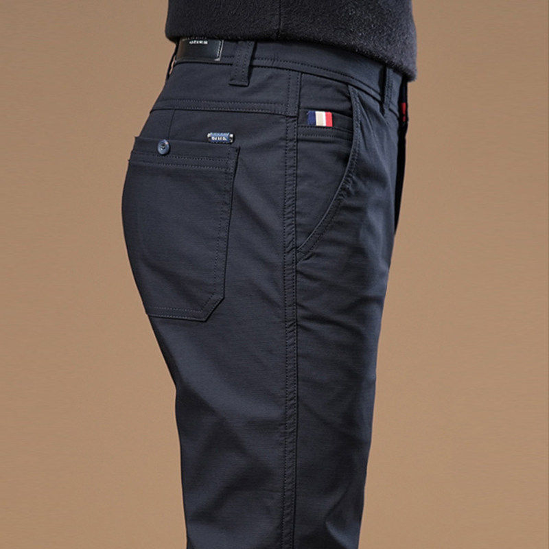 意大利黑色高级休闲裤男2025秋冬季弹力修身直筒百搭商务简约西裤