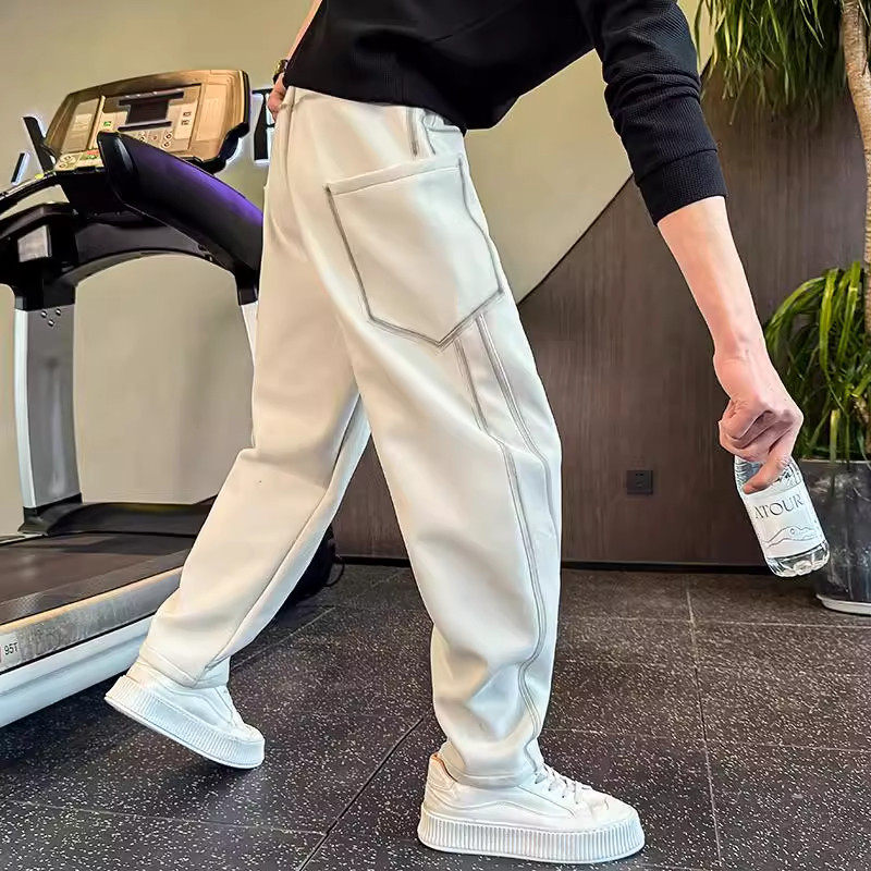 潮牌高级感弯刀卫裤男秋冬季2025新款宽松扎染运动裤子直筒休闲裤,男装,卫裤,淘宝优惠券,粉丝福利购,淘宝优惠卷
