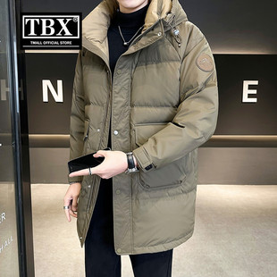 高端中长款羽绒服男士冬季2026新款爆款加厚保暖连帽外套男款冬装
