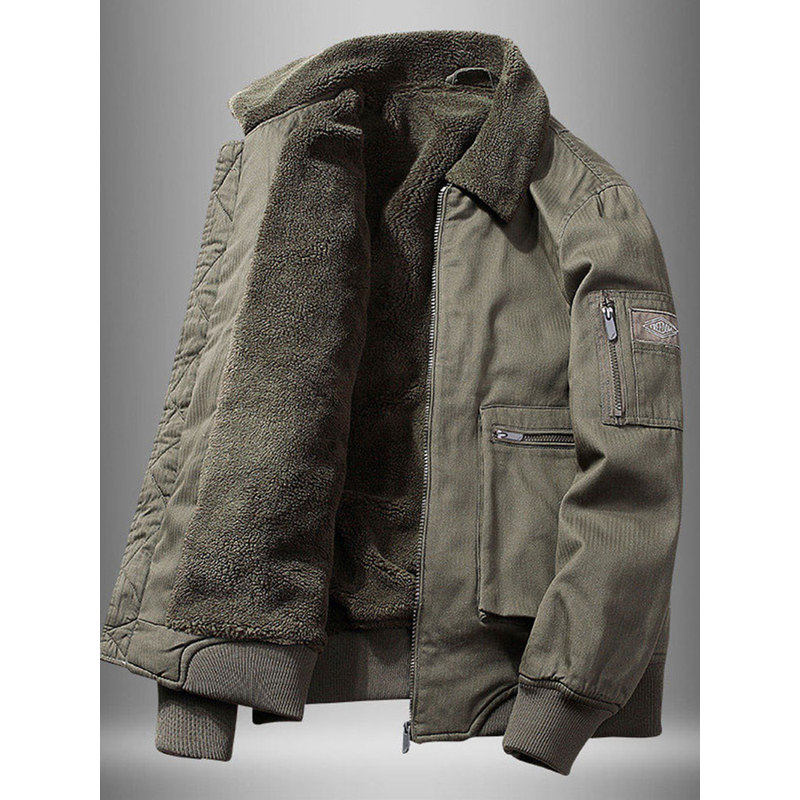 冬季潮牌男士外套美式复古重磅飞行员夹克棉袄加绒加厚工装棉衣服