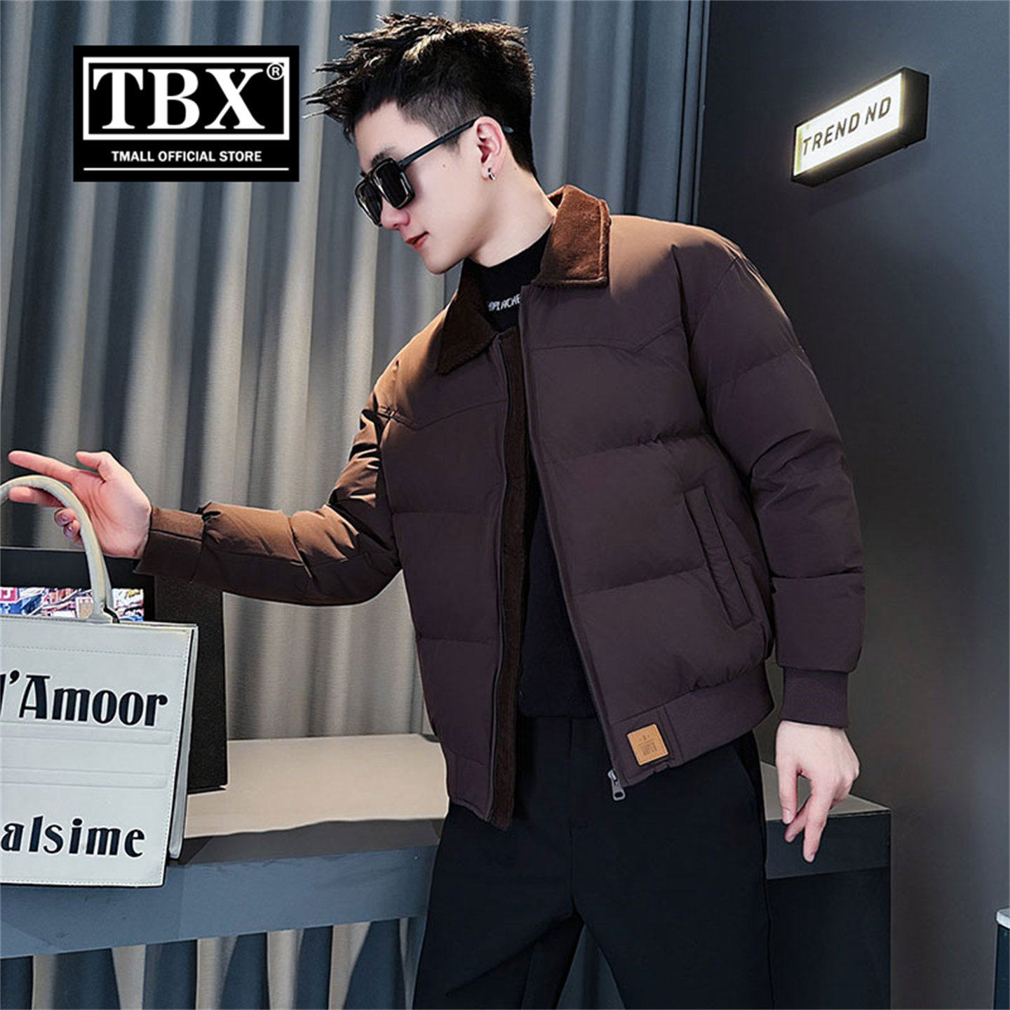 高端巴恩风棉服外套男士2026新款冬装加厚撞色翻领夹克男款秋冬季