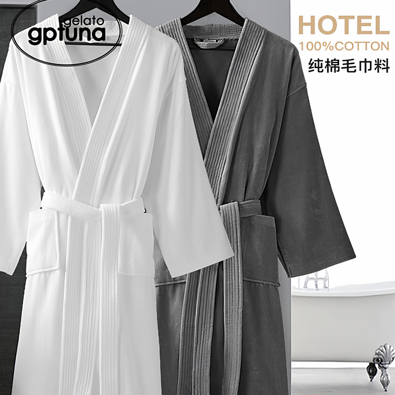 日本GP纯棉酒店浴袍吸水速干薄款浴衣睡袍女款可穿式浴巾男士夏天