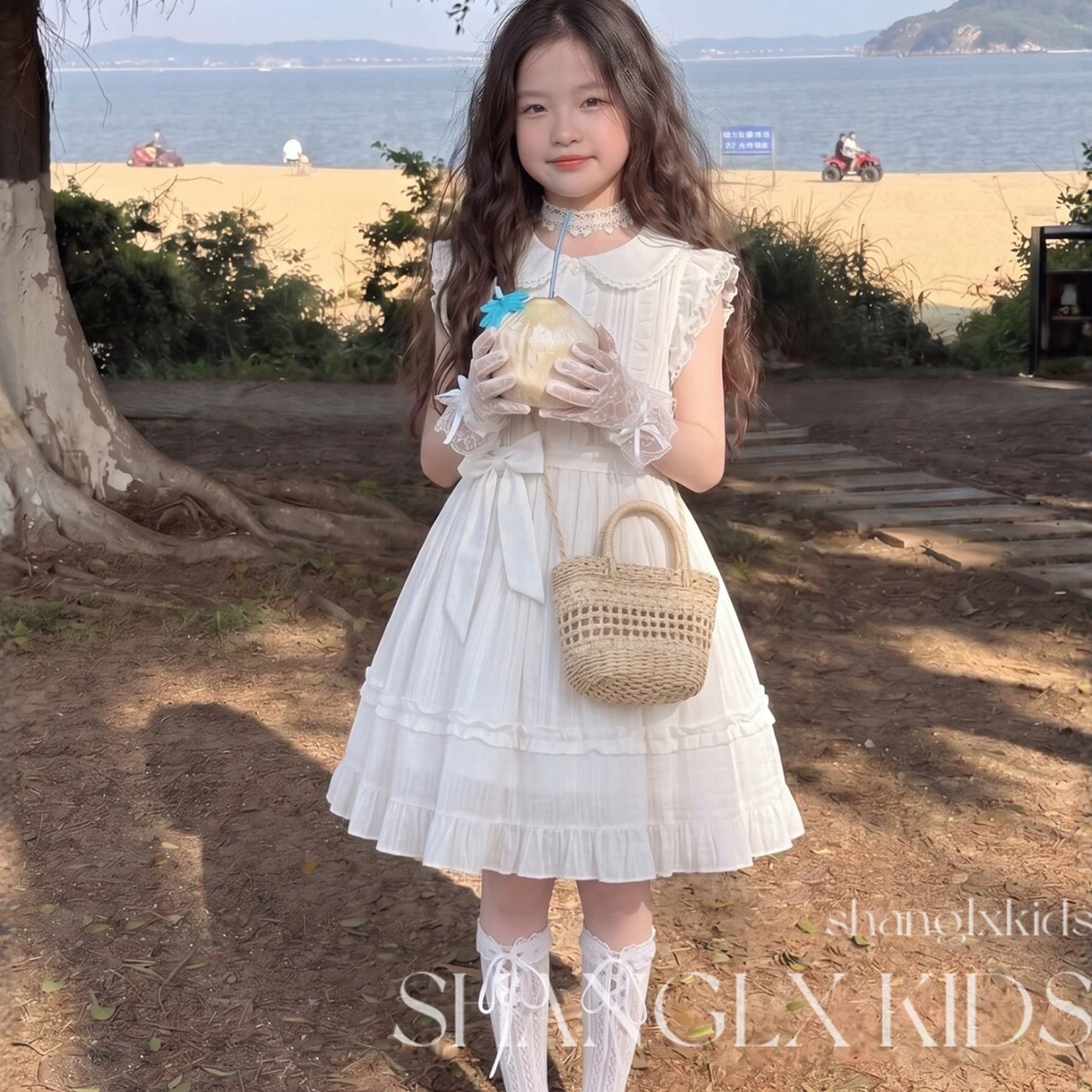 十岁女孩裙子公主裙女童日常可穿适合大童女的连衣裙夏天白色衣服图片