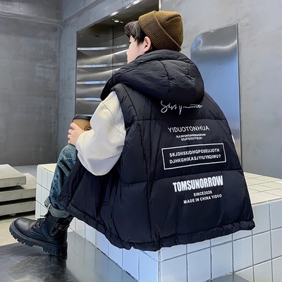 男童羽绒棉马甲秋冬季2025新款儿童加厚中大童背心男孩外穿马夹潮