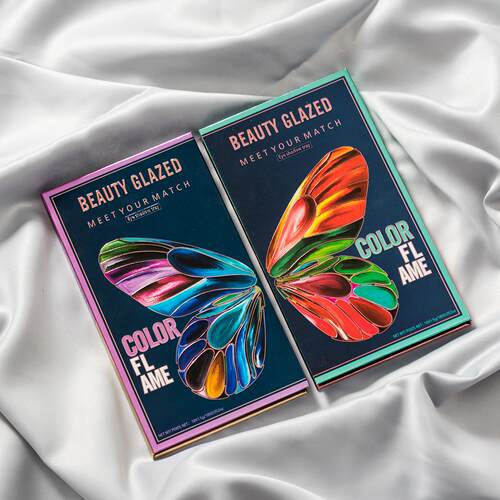 正品】Beauty glazed化妆师彩色眼影盘18色蝴蝶盘舞台妆表演哑光
