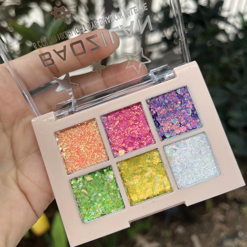 屈臣氏学生专用舞台彩妆超闪亮晶晶六色眼影盘闪粉亮片幼儿园儿童