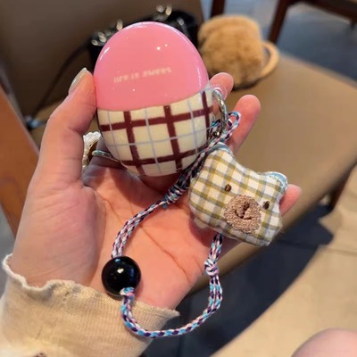 韩系ins撞色格纹适用华为freebuds5保护套4/4e代pro4/pro3耳机壳freebuds5i/6i秋冬SE2可爱手绳条纹freeclip