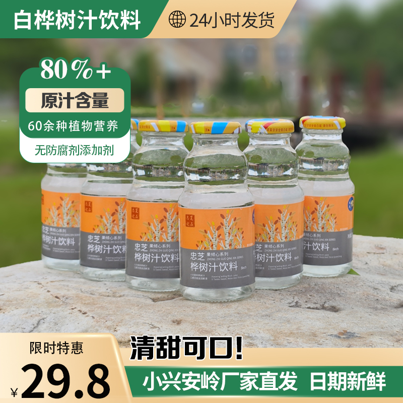 植物饮料白桦树汁忠芝248ml*6瓶