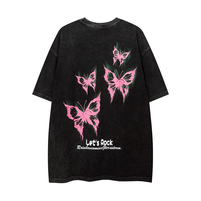 Fashionable high street washed distressed butterfly