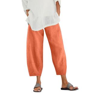 waist linen casual ladies loose and size pants color